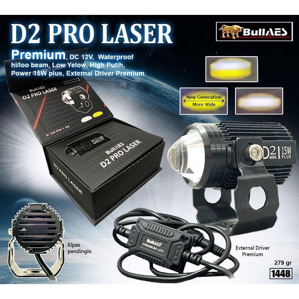 Lampu Tembak Laser D2 Pro Laser AES Hi Loo Premium Quality Plus Kipas Pendingin