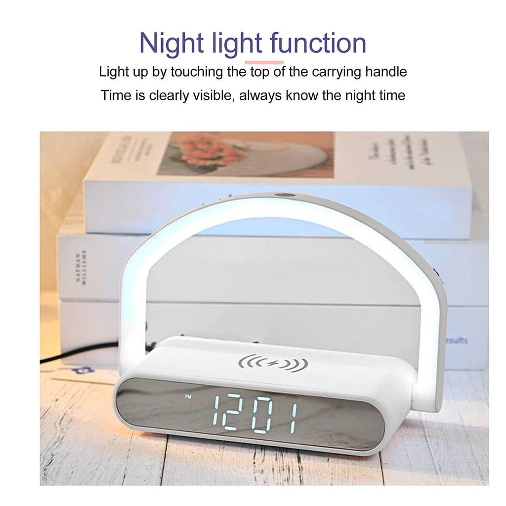 Jam Alarm Digital Wireless Charging Smartphone LED Night Light - 2208 - White