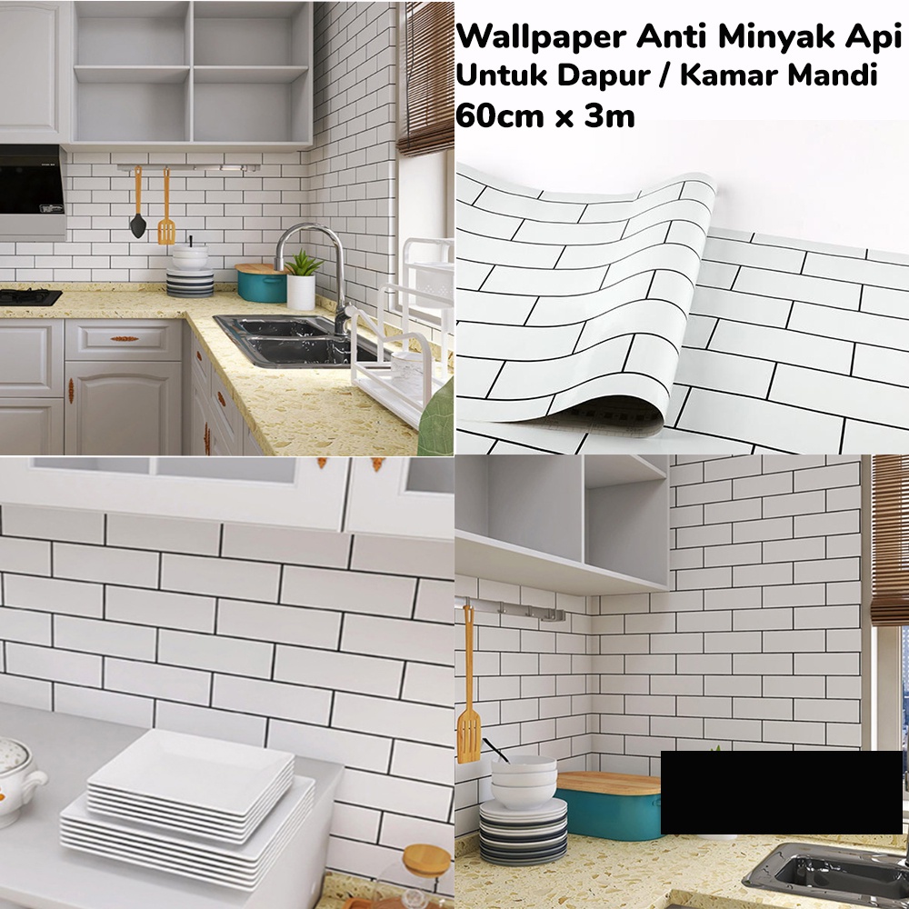 Wallpaper Sticker Kitchen Dapur Anti Minyak Anti Api Anti Air 60cmx3m
