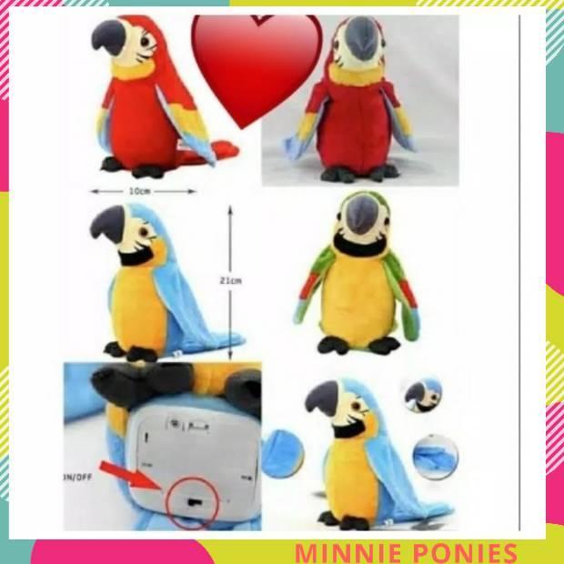 talking bird burung beo mainan anak bisa bicara menirukan suara / boneka beo ngomong talking parrot 