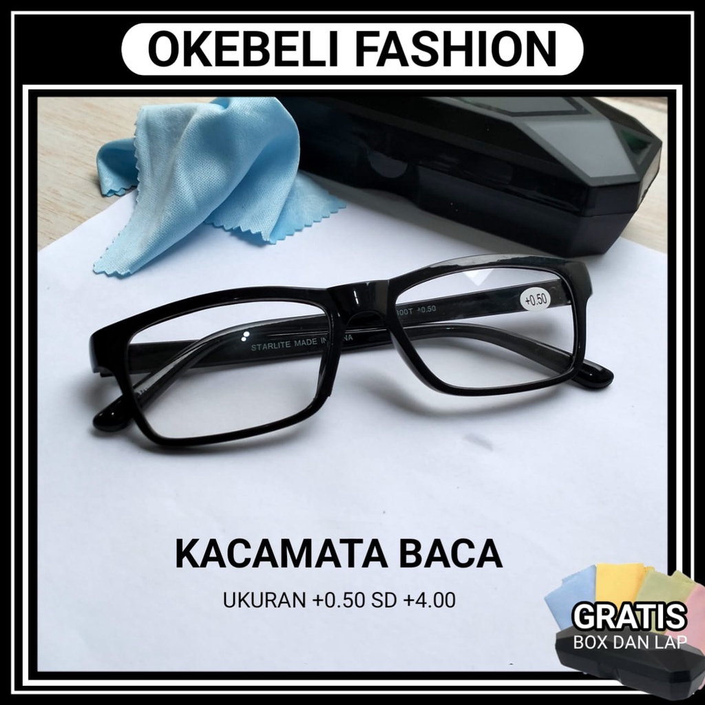 COD KACAMATA BACA RABUN DEKAT FRAME KOTAK UKURAN +0.50 S/D +4.00 GRATIS BOX DAN LAP