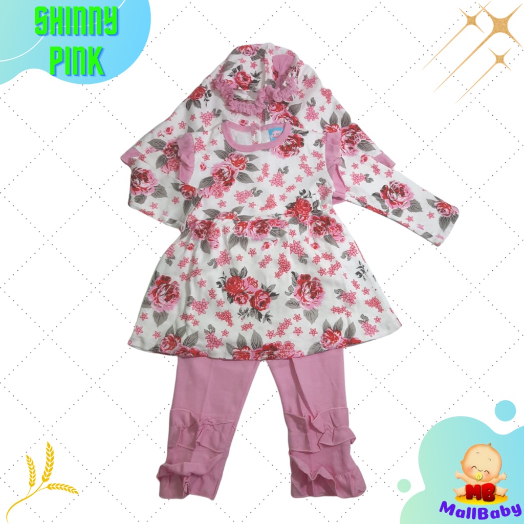 Baju Muslim Bayi Perempuan Setelan Pakaian Lebaran Anak Cewek Katun Adem Flower Mall Baby