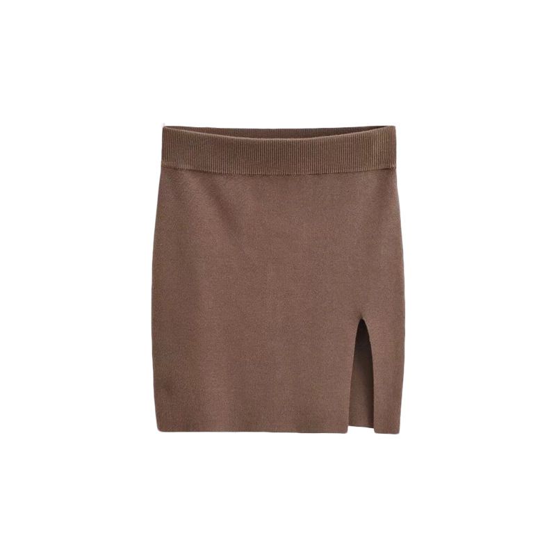 Red YoungGirlDay Eropa dan Amerika Serikat seksi pinggang tinggi slim fit warna solid side slit bag pinggul rok rok pendek