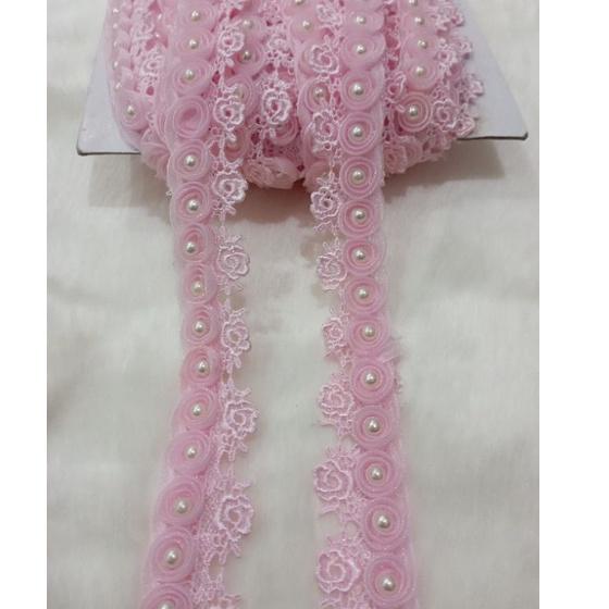❤[PROMO MURAH]❤ renda giper bunga tumpuk mutiara lebar 2,8cm harga per. 50cm