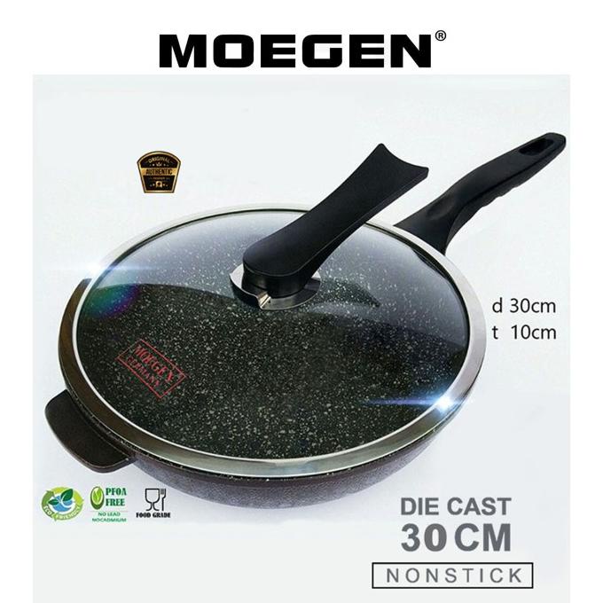 Panci Wajan Wok Pan Moegen 30Cm Teflon Anti Lengket Original