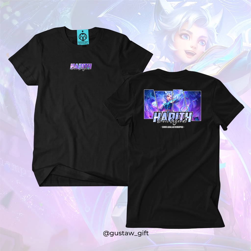 GG T-Shirt HARITH M1 skin EVOS Legends Mobile Legends Kaos Custom Katun Slim-fitting