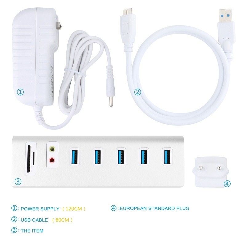 Card Reader USB HUB Audio AUX USB 3.0 Sound Adapter 9in1