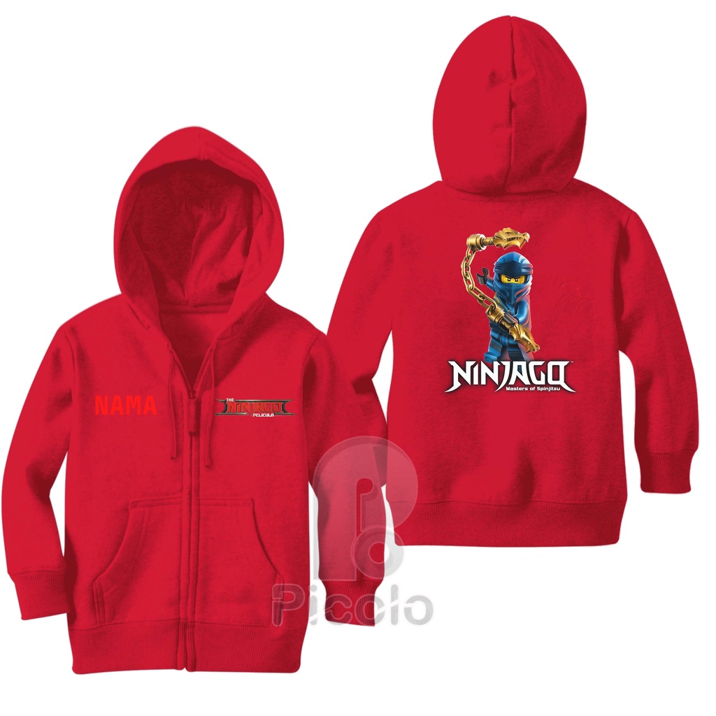 (FREE NAMA) SWEATER HOODIE ZIPPER ANAK MOTIF NINJAGO MASTERS OF SPINJITZU