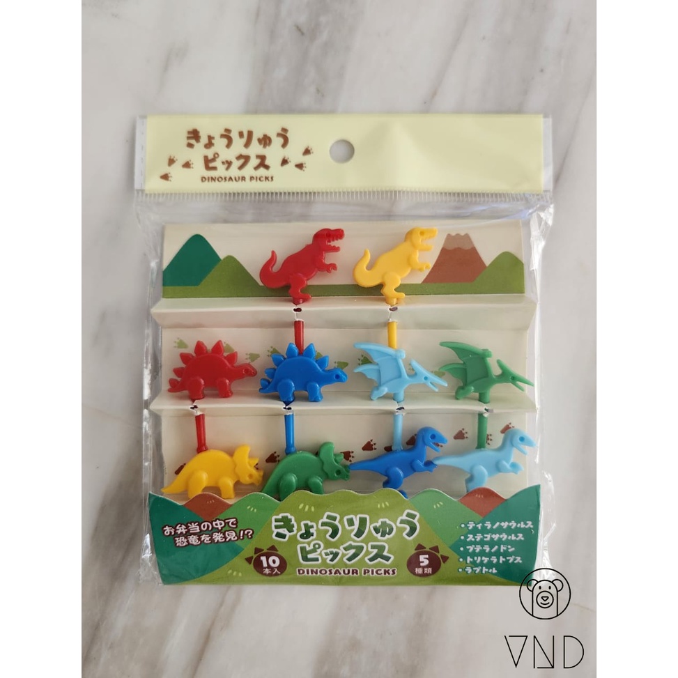 Colourful Dino Bento Picks/ Tusuk Bento Dino/ Hiasan Bekal Anak
