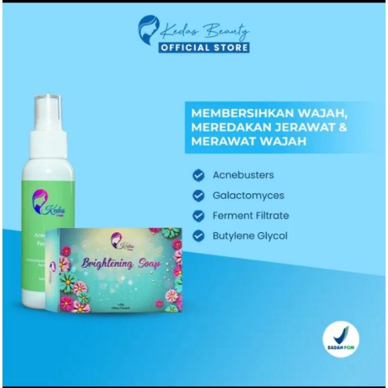 paket kincong cocok untuk kulit sensitif dan berjerawat (face mist hijau dan sabun brightening kedas