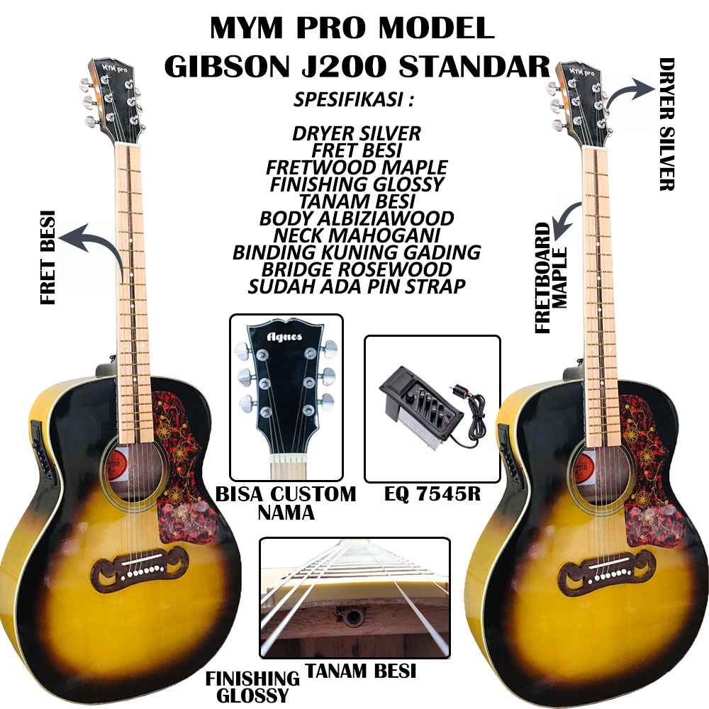 Gitar Akustik Gibson Jumbo Double Run Neck Utuh ISTIMEWA