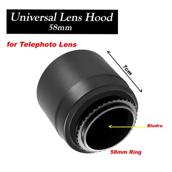 Terlaris Universal Telephoto Lens Hood 58Mm, Lens Hood Universal Lensa Tele