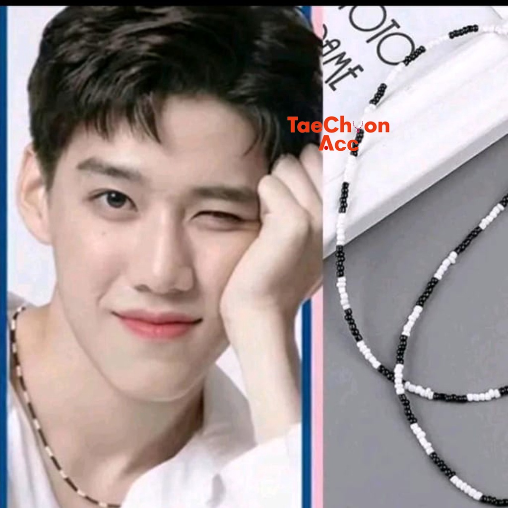 Kalung Beads Korean Black White Kpop Unisex Termurah