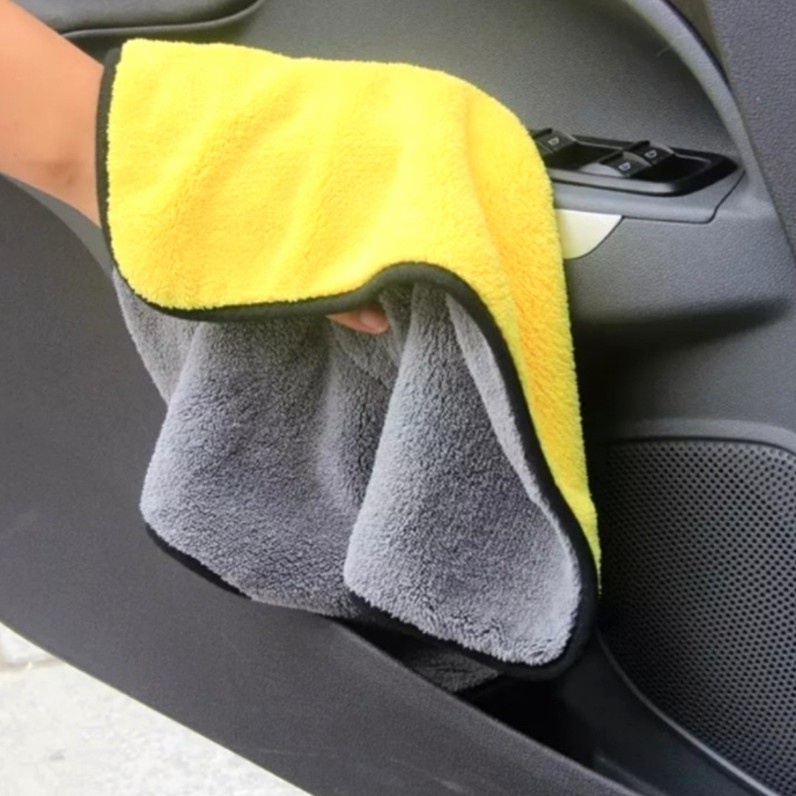 KAIN LAP MICROFIBER POLISH POLOS WASH WAX COATING 2 SISI UK 30 x 30 cm DAYA SERAP TINGGI