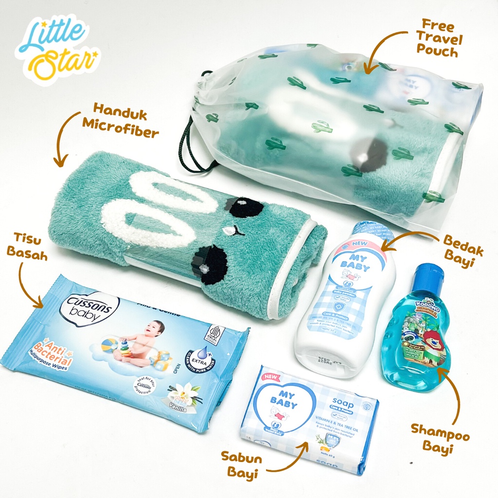 LS 5in1 Newborn Baby Gift Set Bag Paket Perlengkapan Mandi Bayi Baru Lahir