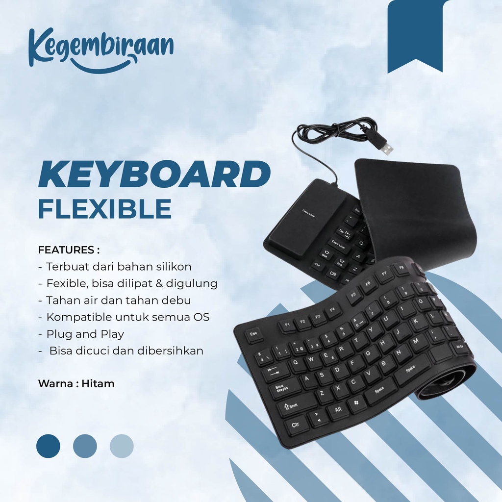 Keyboard Flexible SIlicon Keyboard Laptop Lipat Gulung Portable