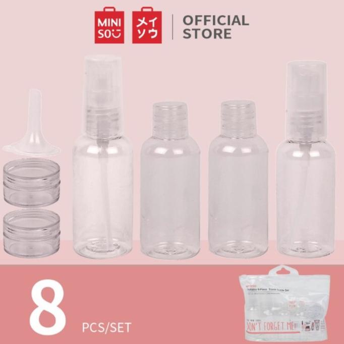 MINISO TRAVEL BOTTLE SET ISI 5PCS KIT/MINISO MAKE UP TRAVEL BOTTLE SET HARGA DISKON