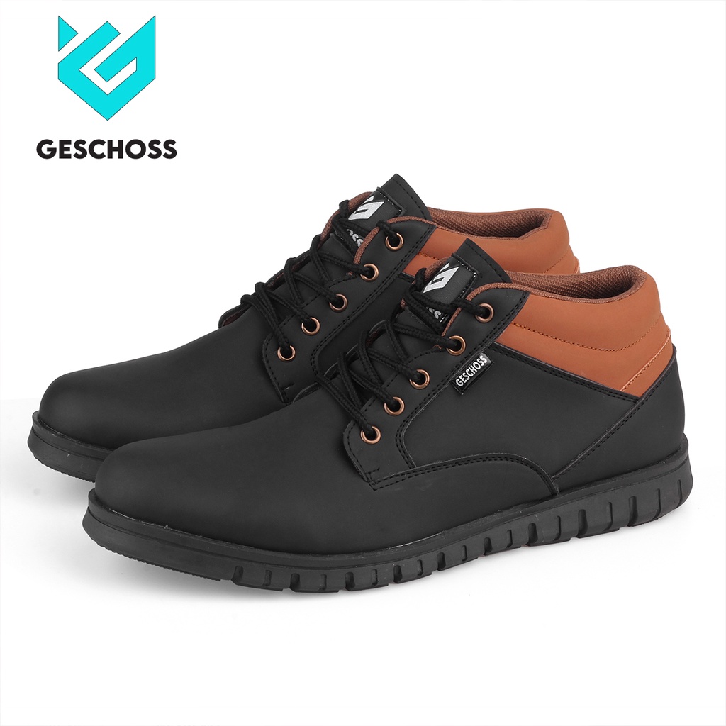 GESCHOSS Sepatu Kasual Pria Kerja Formal Santai Model Terbaru Waran  Hitam 39-43