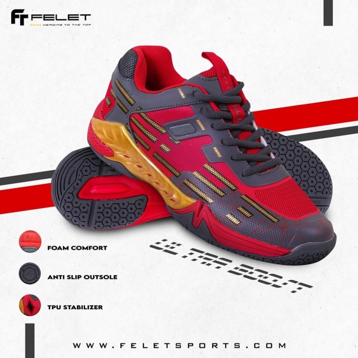 {MentariStore} Sepatu Badminton Felet Ultraboost / Ultra Boost 1.0 Original - GOLD GREY 41 Berkualit