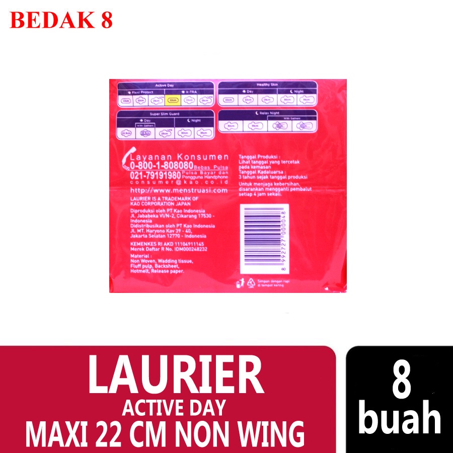 Pembalut Laurier Active Day Super Maxi 8S (NON WING)