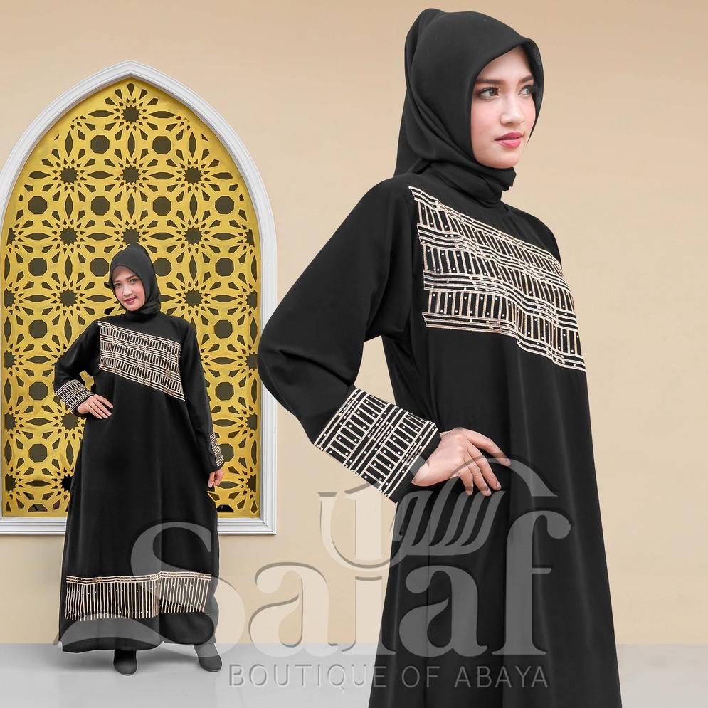 PROMOSI  TERBARU Abaya Arab Hitam Bahan Jet Black Saudi Elegant Mewah Gamis Pesta Jubah Turkey Baju 