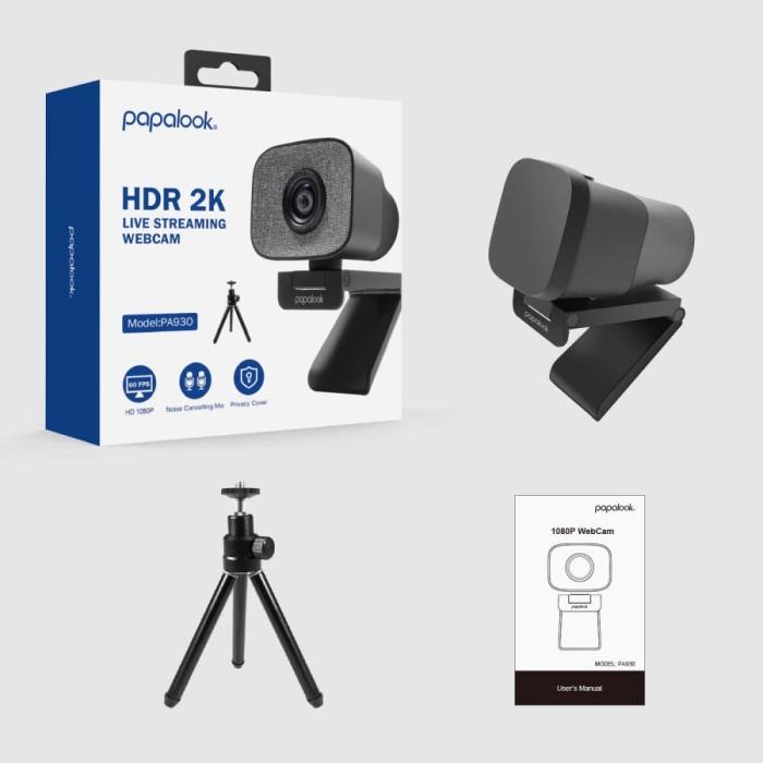 PAPALOOK PA930 Webcam 2K HDR 1080P Streaming Kamera Web Hitam