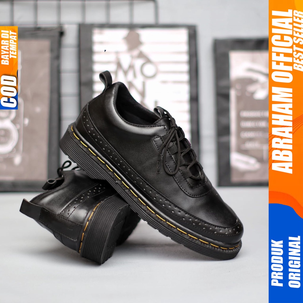 ABRAHAM Sepatu Formal Docmart Pantofel Hitam Pria