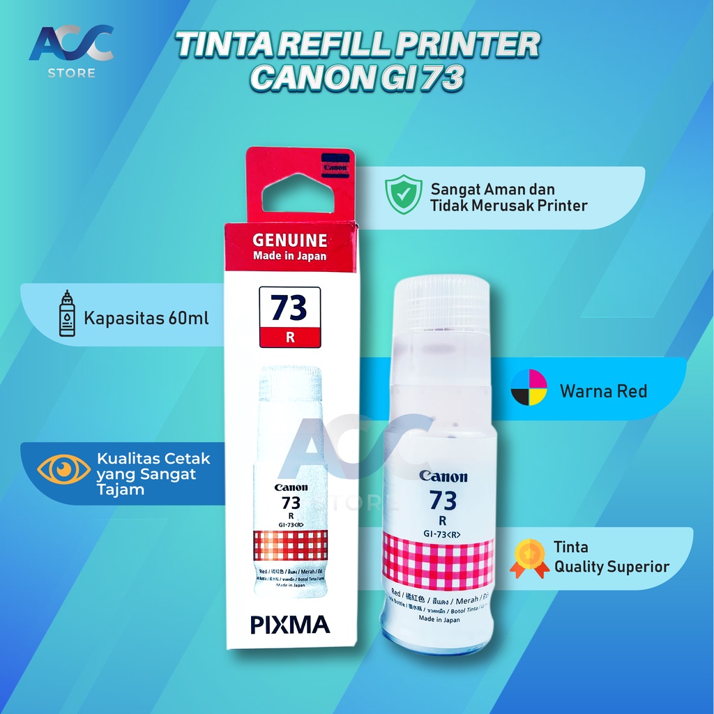 1 SET 6 PCS Tinta Canon Gi 73 Isi Ulang Printer G670 G507