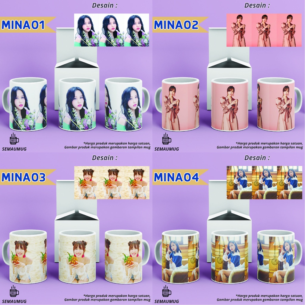MUG MINA TWICE KADO KPOP GELAS CANGKIR  PRINT CUSTOM SEMAUMUG