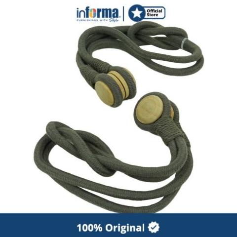 Informa - Tali Pengikat Gorden Magnet Cotton Rope Buckle - Abu-Abu