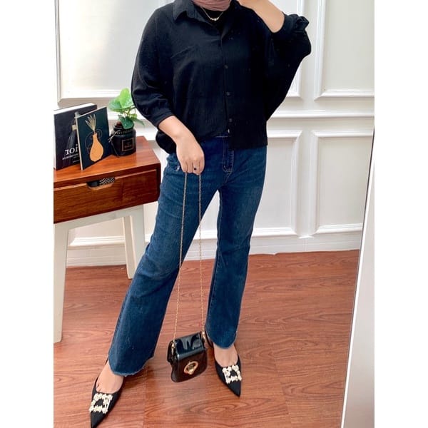 Sanny Batwing Crinkle  -  Blouse Kemeja Batwing Crinkle