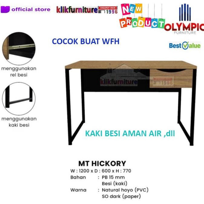 Meja Tulis Meja Kantor Kaki Besi Mts Hickory Olympic