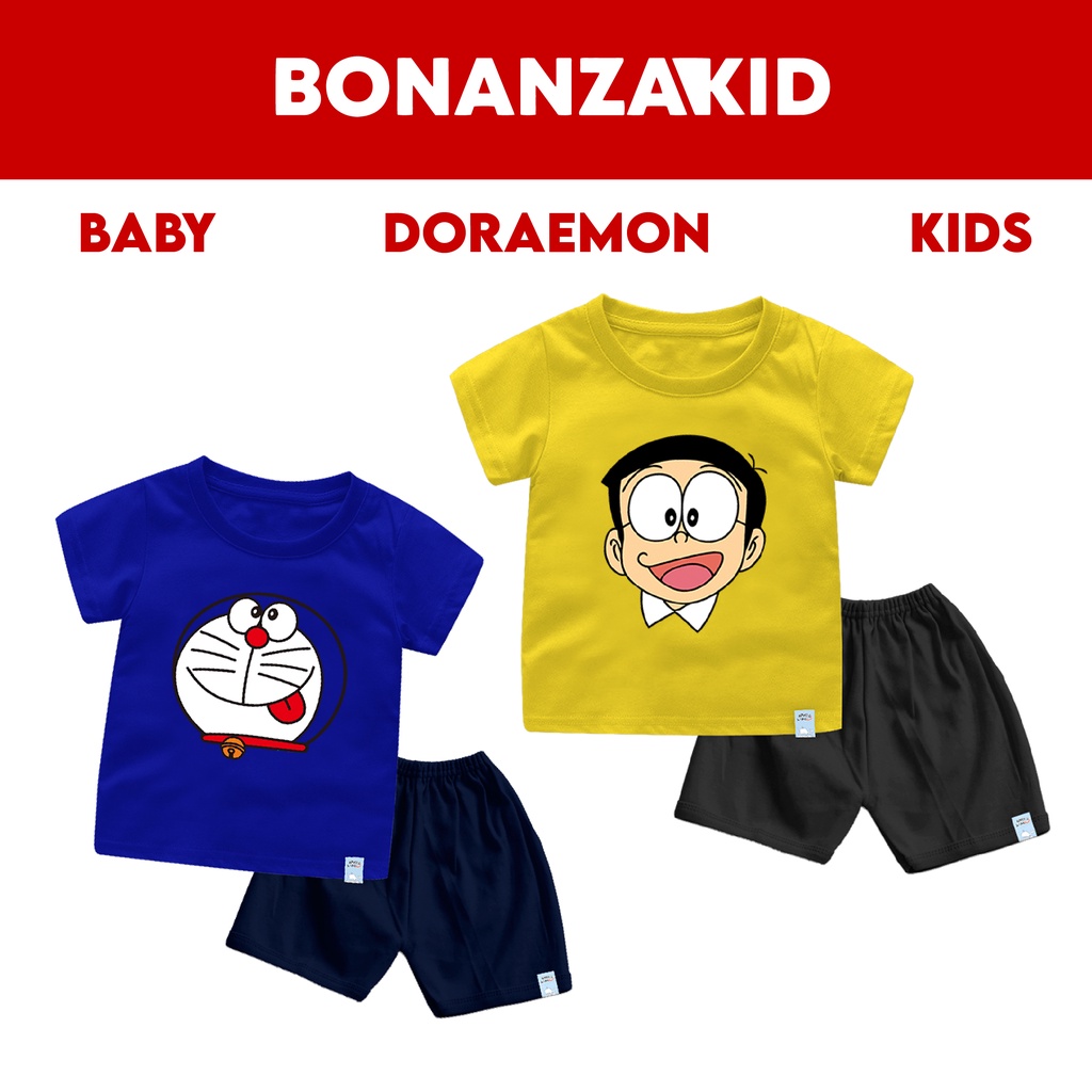 Baju Anak Laki Laki Setelan Doraemon Anak Laki Laki Bahan Katun Combed 30s