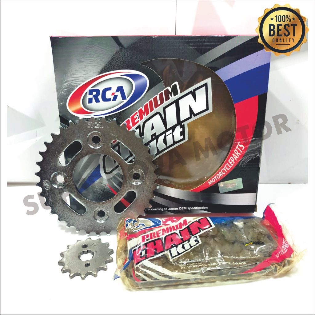 GIR PAKET GEAR SET RCA PREMIUM CHAIN KIT KARISMA / SUPRA X 125 MERK RCA PREMIUM