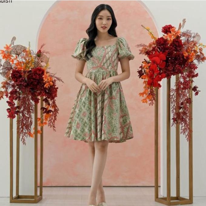 Evercloth Adisti Dress Batik Wanita Sabrina Dress Wanita Batik Modern