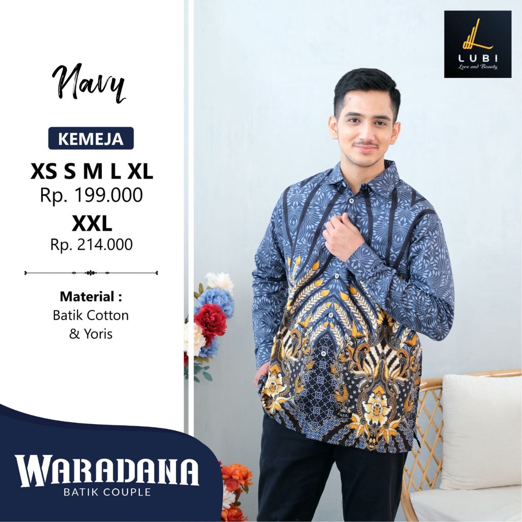 LUBI KEMEJA WARADANA MOTIF BATIK READY WARNA NAVY DAN COFFE