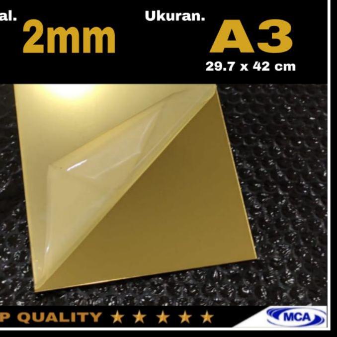 ○ AKRILIK LEMBARAN GOLD MIRROR A3 / Acrylic Mirror Gold / Laser cutting ◘