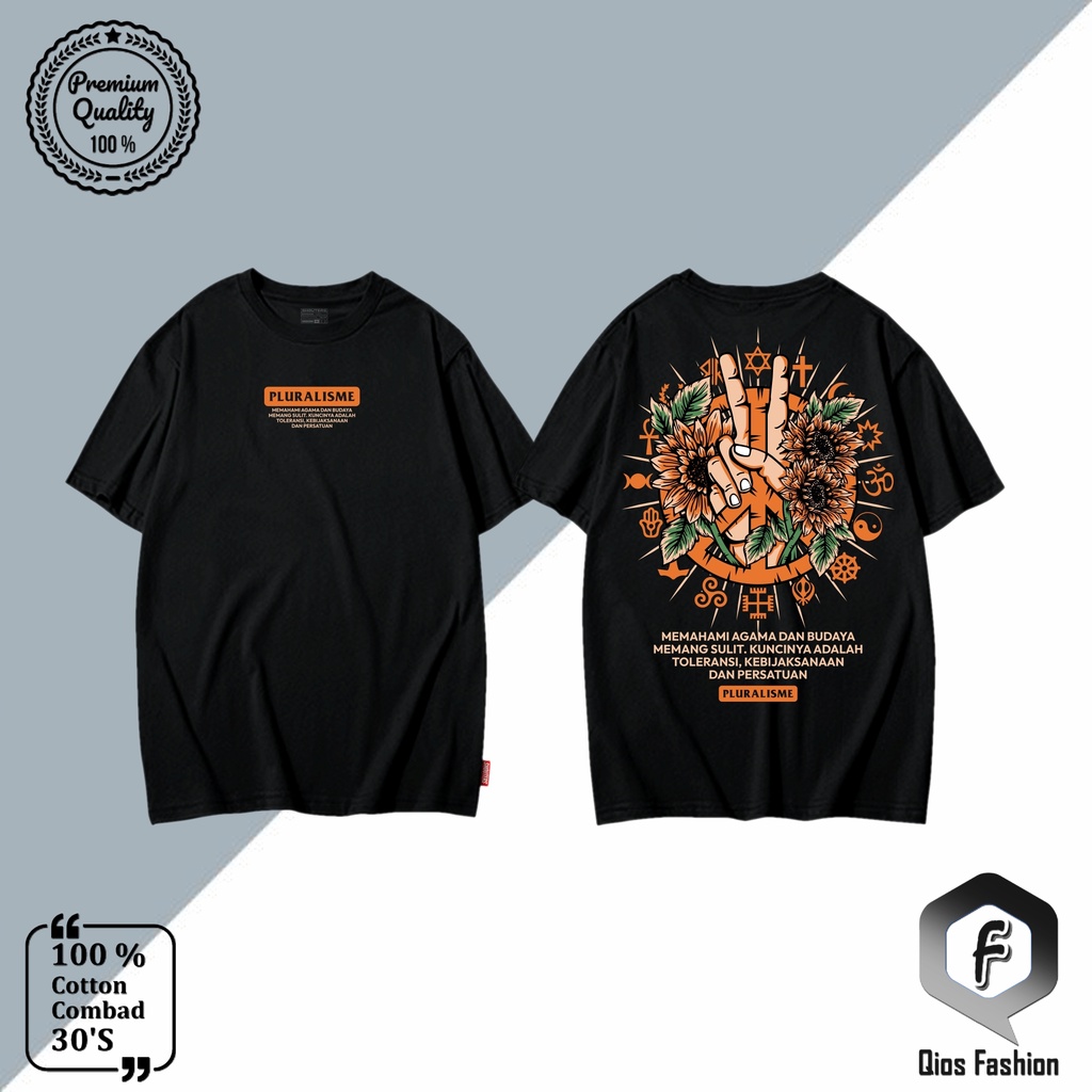 KAOS PLURALISME BAJU AGAMA SUN FLOWERS BAHAN 100% COTTON COMBAD 30'S PREMIUM QUALITY
