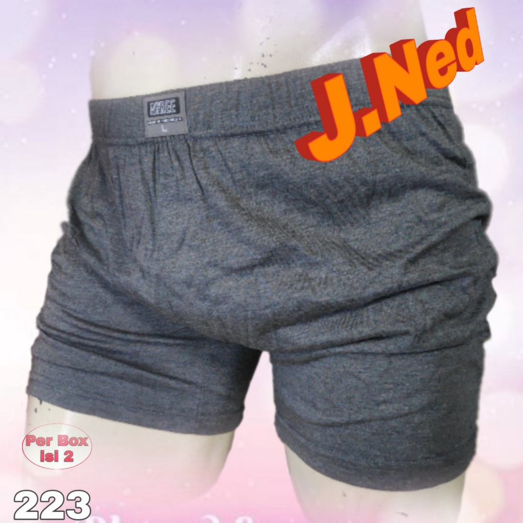 J223D PER BOX (2pcs) CELANA  BOXER PRIA CELANA KOLOR PENDEK PRIA AGREE 6602 SIZE M - XL