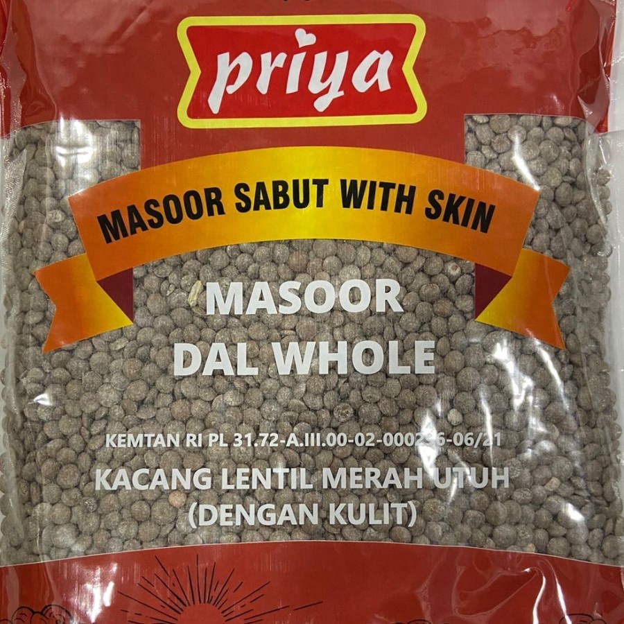 

Letil Merah Utuh Dengan Kulit PRIYA MASOOR DAL WHOLE 500 GM