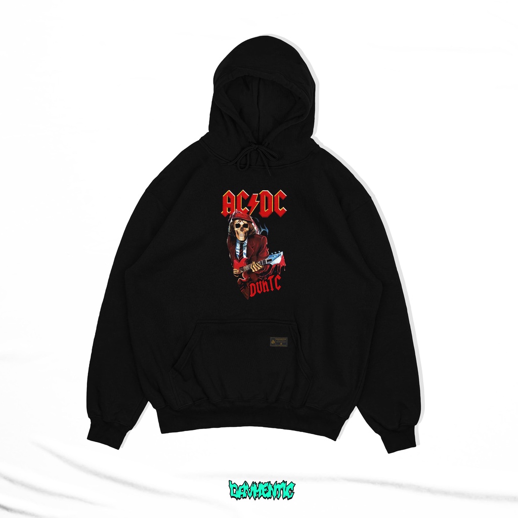 SWEATER HOODIE PRIA WANITA SWITER JUMPER MOTIF ACDC ORIGINAL DAVHENTIC CREAM MOTIF METAL