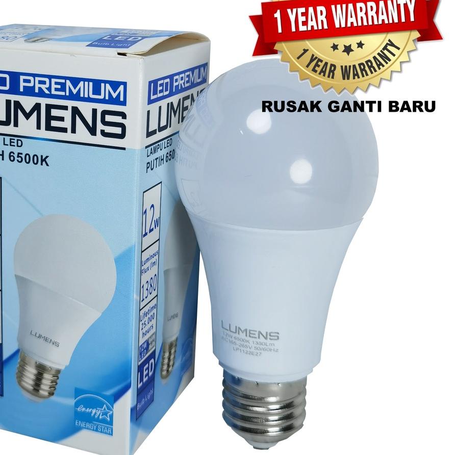 Import Terlaris Lampu LED LUMENS 12w 12 watt 12watt PUTIH atau KUNING TERANG MURAH, 110++ Lm/W (umum