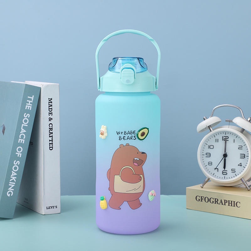 (1 set isi 2pcs) Botol Minum 2 Liter Bare Bears Botol Pelangi Beruang Bare Bears