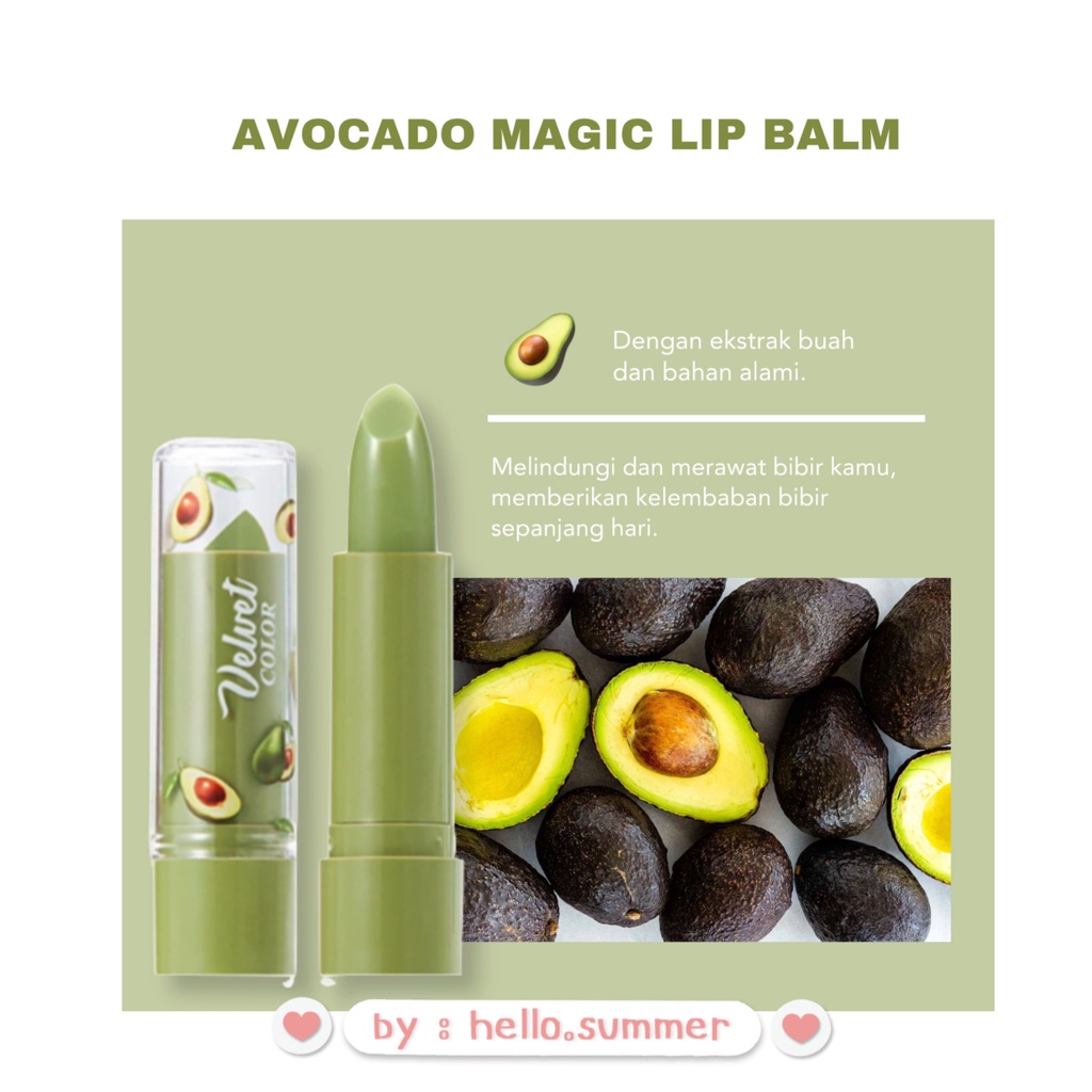 Hasaya Girl Avocado Lip Balm Pelembab Bibir 3gr Mengurangi Bibir Pecah Pecah Pink Alami Untuk Wanita atau Pria