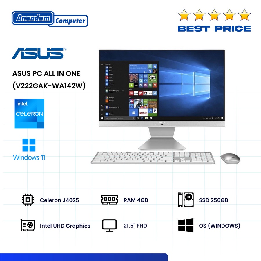 ASUS All-in-One PC V222GAK-WA142W Intel J4025 LED 22” FHD