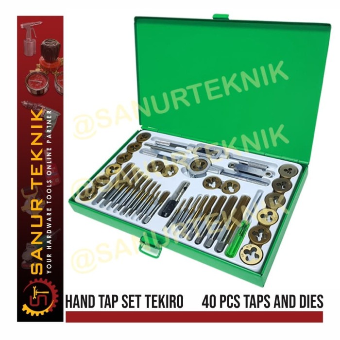 Terlaris Tap And Die Set Tekiro 40 Pcs / Hand Tap Mata Senai / Alat Ulir Drat