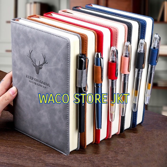 

Terlaris Buku Catatan Kerja Kantor Bisnis Cover Kulit Agenda Notes Binder Tebal
