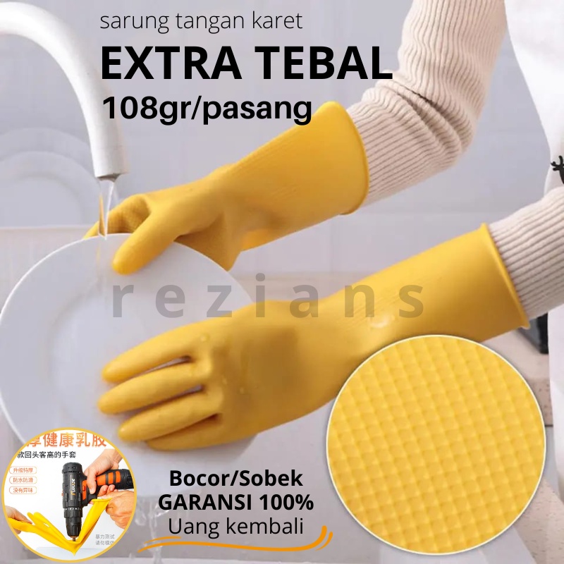 Ready Sarung tangan karet latex ukuran M, L, XL EXTRA TEBAL