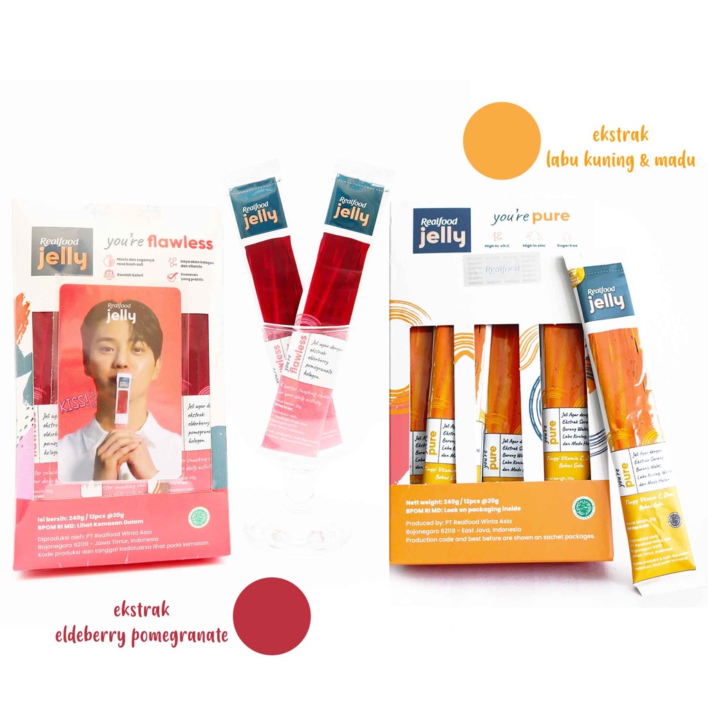 RealFood Jelly Flawless Collagen Jely Kolagen Sarang Burung Walet LYCHEE GLUTABRIGHT - PURE - FLAWLE