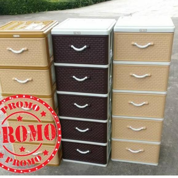 ♪ Lemari plastik lemari pakaian lemari laci Rotan 5 ☞